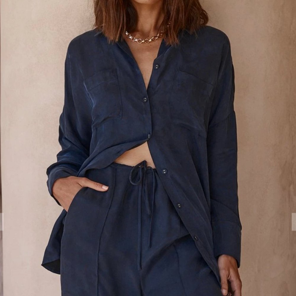 Dissh Campbell Ink Long Sleeve Shirt in Navy